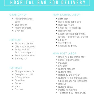 Hospital Bag Packing List for Baby: Free Printable