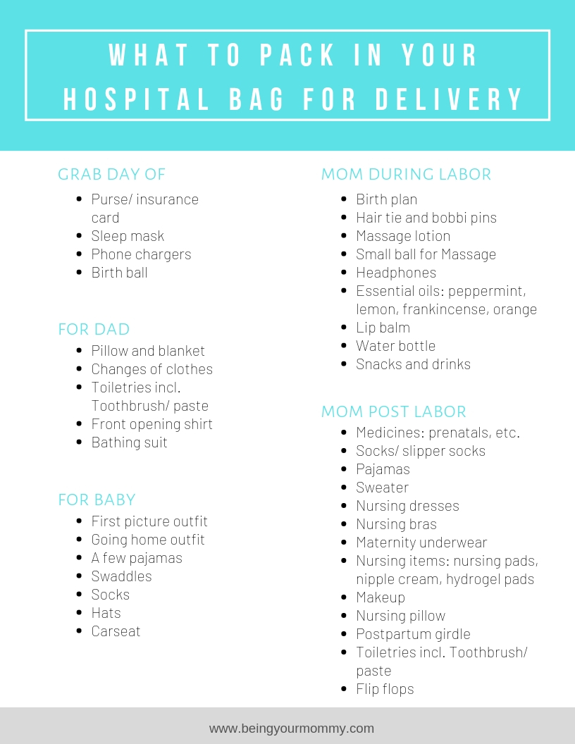 Hospital Bag Packing List for Baby: Free Printable - Being Your Mommy